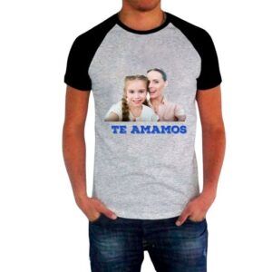 Remera Reglan Gris con mangas negras personalizada