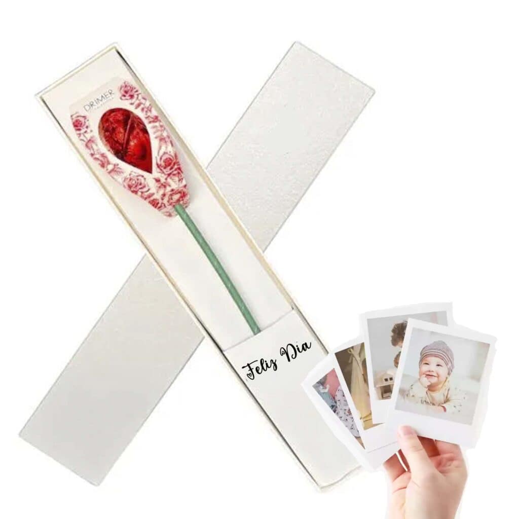 Rosa en caja + 4 fotos mini polaroid