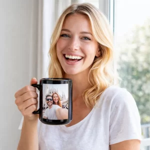 Taza negra con ventana