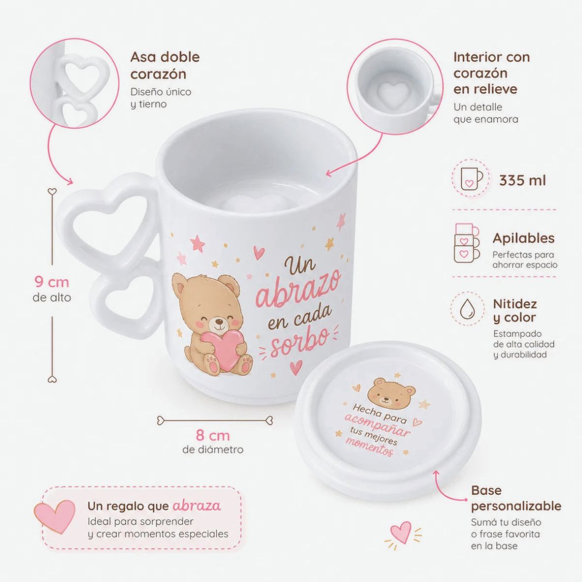 Taza de polimero Mimo asa corazon